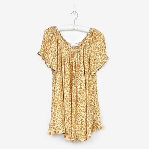 Natalie Martin Marina Mini Dress OS Yellow Silk Ivy Cumin Light Boho Flowy